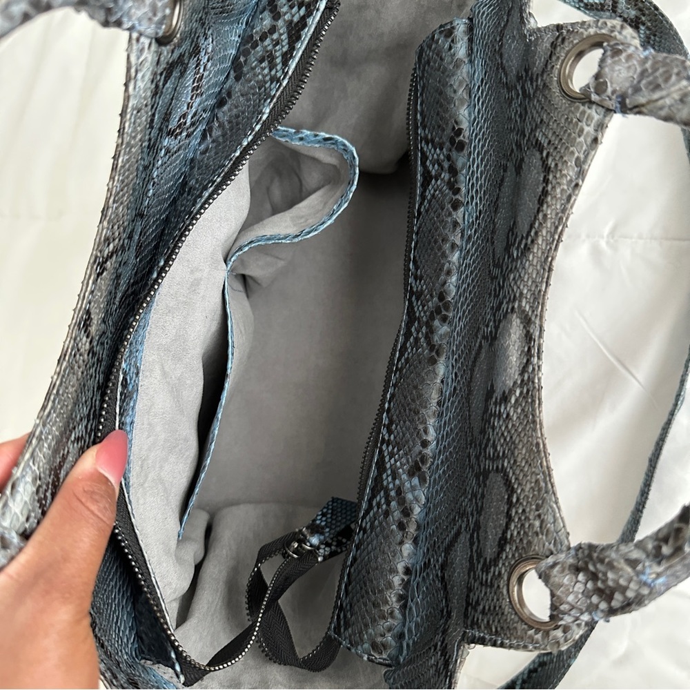 Python Shoulder Bag Greyish Blue - image 4